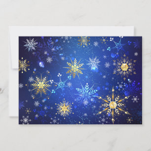 XMAS Blue Background with Golden Snowflakes Note Card