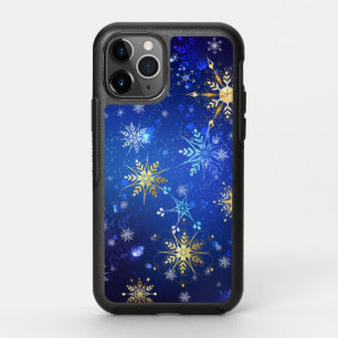 XMAS Blue Background with Golden Snowflakes OtterBox Symmetry iPhone 11 Pro Case