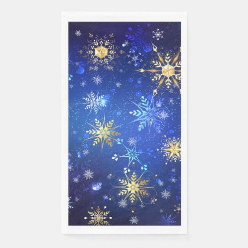 XMAS Blue Background with Golden Snowflakes Paper Guest Towels