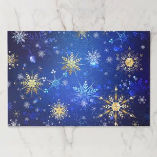 XMAS Blue Background with Golden Snowflakes Paper Pad