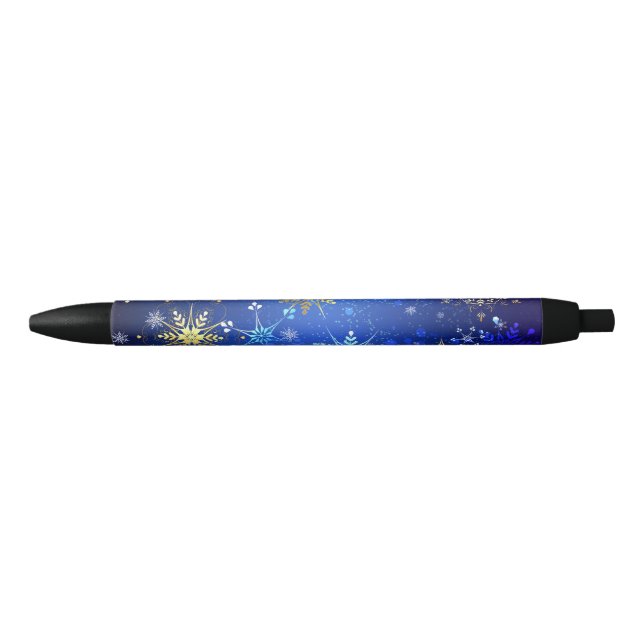 XMAS Blue Background with Golden Snowflakes Pen (Front)