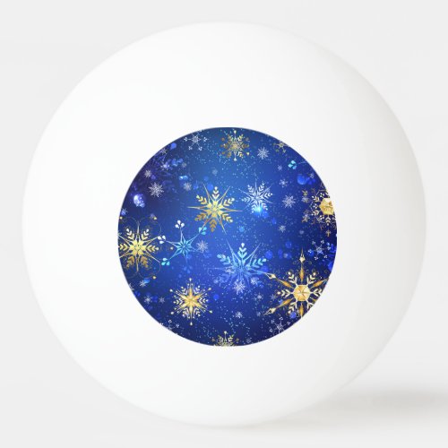 XMAS Blue Background with Golden Snowflakes Ping Pong Ball