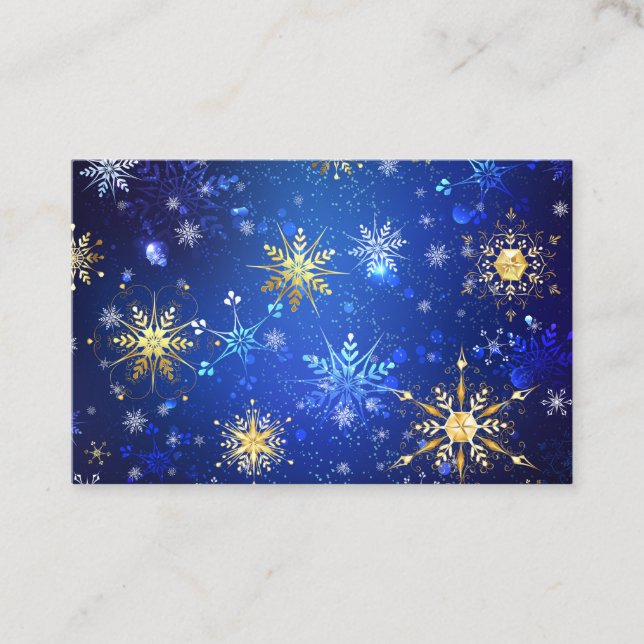 XMAS Blue Background with Golden Snowflakes Referral Card (Front)