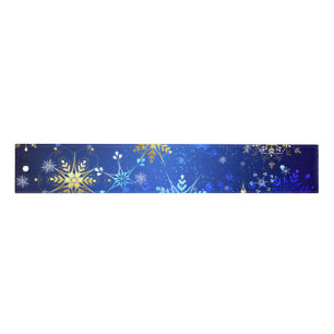 XMAS Blue Background with Golden Snowflakes Ruler