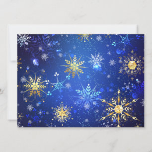 XMAS Blue Background with Golden Snowflakes Save The Date