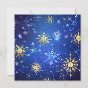 XMAS Blue Background with Golden Snowflakes Save The Date
