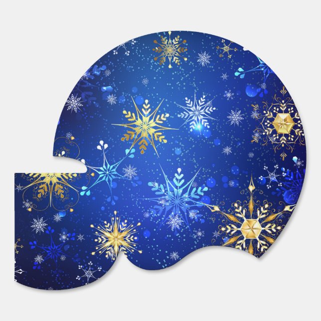 XMAS Blue Background with Golden Snowflakes Sign (Front)