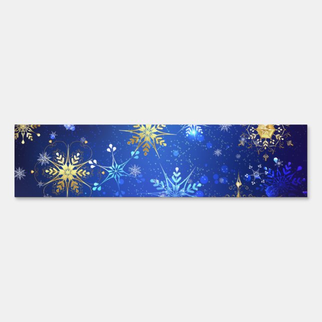 XMAS Blue Background with Golden Snowflakes Sign (Front)