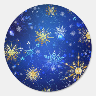 XMAS Blue Background with Golden Snowflakes Sign