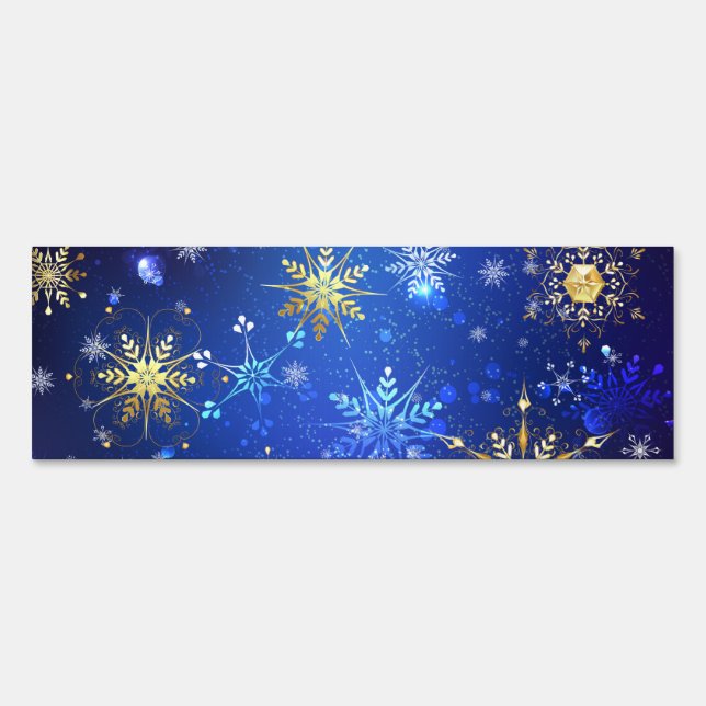 XMAS Blue Background with Golden Snowflakes Sign (Front)