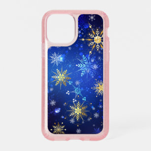 XMAS Blue Background with Golden Snowflakes Speck iPhone 11 Pro Case