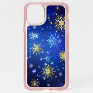 XMAS Blue Background with Golden Snowflakes Speck iPhone 11 Pro Max Case