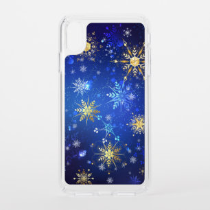 XMAS Blue Background with Golden Snowflakes Speck iPhone XS Max Case
