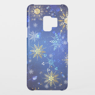 XMAS Blue Background with Golden Snowflakes Uncommon Samsung Galaxy S9 Case