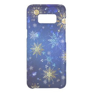 XMAS Blue Background with Golden Snowflakes Uncommon Samsung Galaxy S8 Case