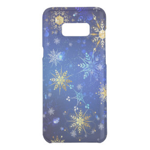 XMAS Blue Background with Golden Snowflakes Uncommon Samsung Galaxy S8+ Case