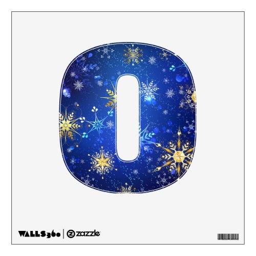 XMAS Blue Background with Golden Snowflakes Wall Decal
