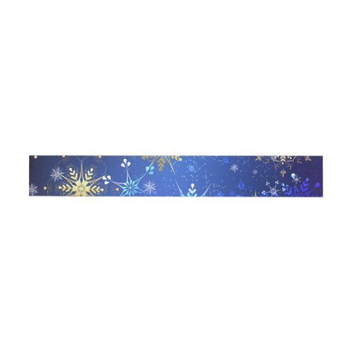 XMAS Blue Background with Golden Snowflakes Wrap Around Address Label