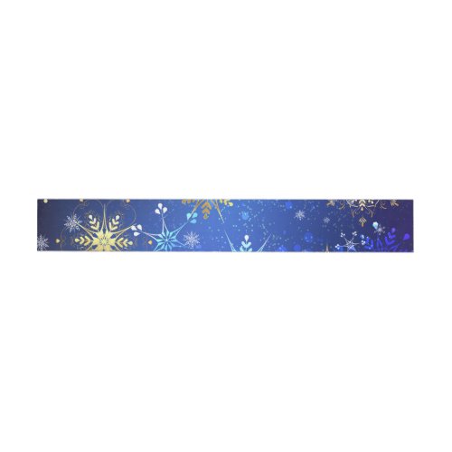 XMAS Blue Background with Golden Snowflakes Wrap Around Label