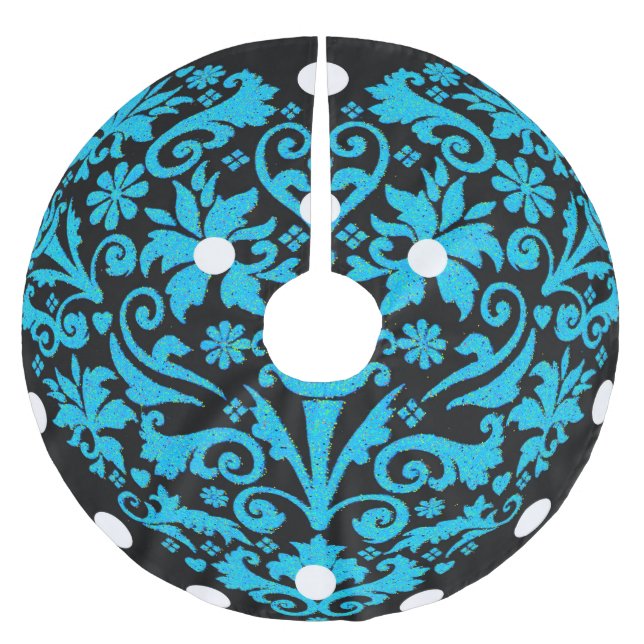 Xmas blue brushed polyester tree skirt (Front)