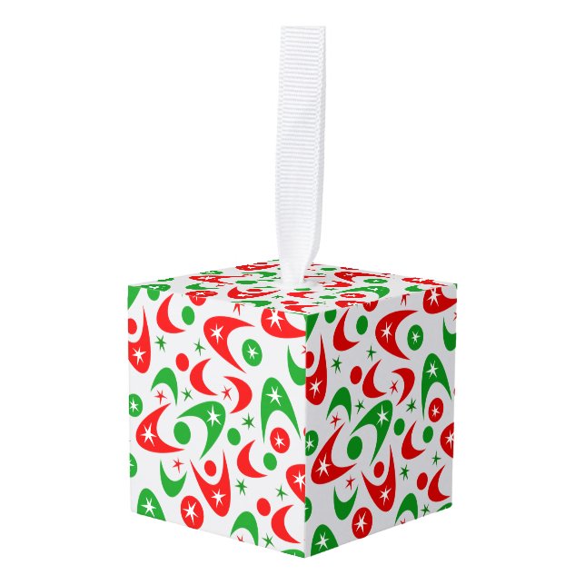 Xmas Boomerangs Cube Ornament (Front Angled)