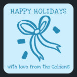 Xmas Bow Doodle CHRISTMAS Holiday Gift To From  Square Sticker<br><div class="desc">Hope you like this holiday design. Add your own text by clicking "Personalize this template". Everything is adjustable. Check my shop for more matching items like holiday cards, invitations, stickers, cards, mugs, towels, wrapping paper as well as other holiday patterns. Thanks for shopping with me! if you'd like something custom...</div>