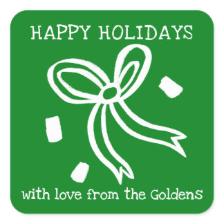 Xmas Bow Doodle CHRISTMAS Holiday Gift To From  Square Sticker