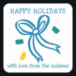 Xmas Bow Doodle CHRISTMAS Holiday Gift To From Square Sticker<br><div class="desc">Hope you like this holiday design. Add your own text by clicking "Personalize this template". Everything is adjustable. Check my shop for more matching items like holiday cards, invitations, stickers, cards, mugs, towels, wrapping paper as well as other holiday patterns. Thanks for shopping with me! if you'd like something custom...</div>