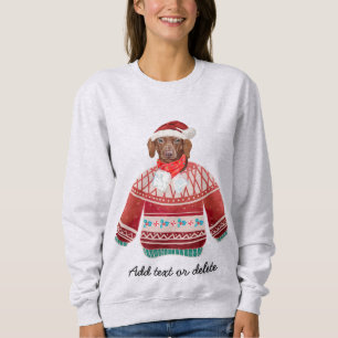 Xmas Brown Dachshund Ugly Christmas Weiner Dog Mom Sweatshirt