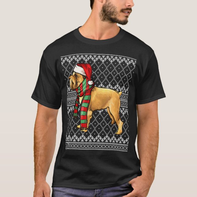 Xmas Brussels Griffon Santa Claus Hat Ugly Christm T-Shirt (Front)