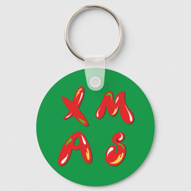 Xmas Bubble Text    Keychain (Front)