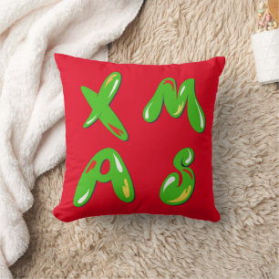 Xmas Bubble Text      Throw Pillow