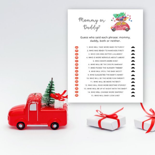 Xmas car mommy or daddy baby shower game (Creator Uploaded)