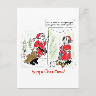 Xmas card...Santa on Xmas morning Postcard
