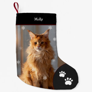 Xmas Cat Photo Holiday Black Personalized Large Small Christmas Stocking