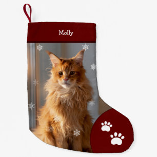 Xmas Cat Photo Holiday Red Personalized Large Small Christmas Stocking