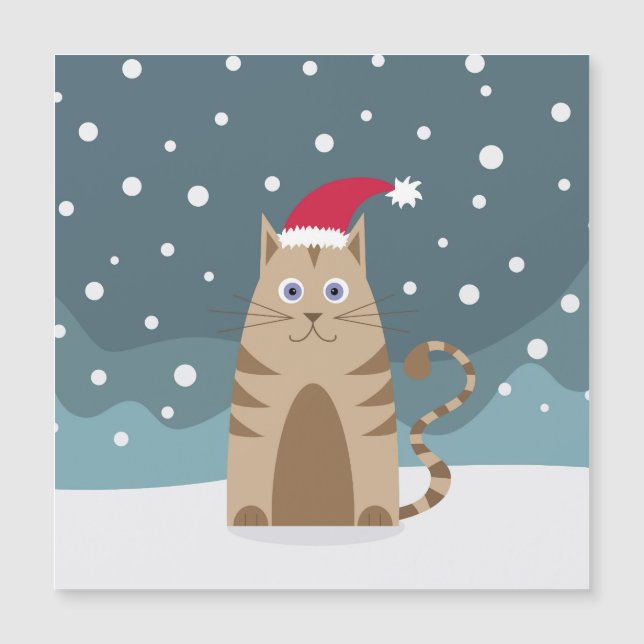 Xmas cat wearing santa hat, funny kitty card (Front)