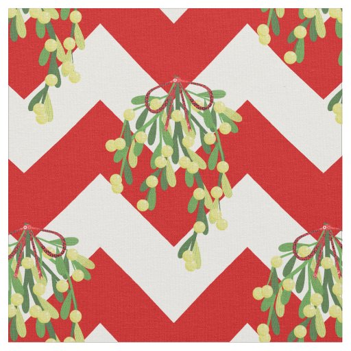 xmas chevron mistletoe fabric