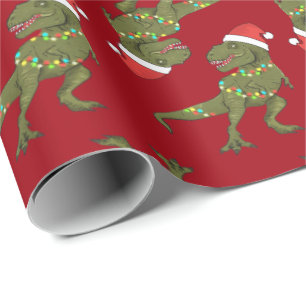 Xmas Christmas Dino T-Rex Santa Wrapping Paper