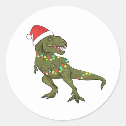 Xmas Christmas Dinosaur T_Rex Santa Stickers