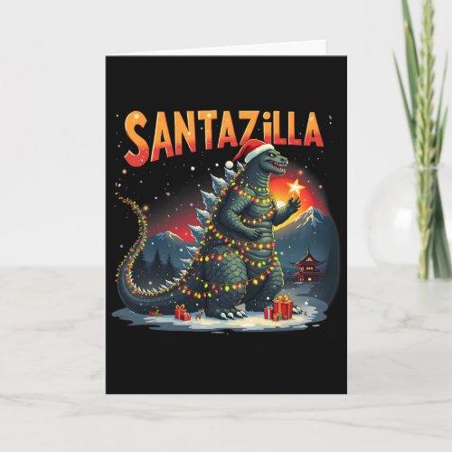Xmas Christmas Santazilla Funny Holiday Monster Di Card