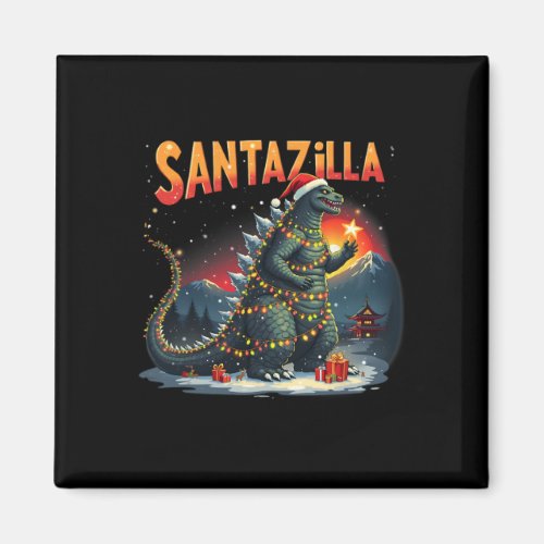 Xmas Christmas Santazilla Funny Holiday Monster Di Magnet