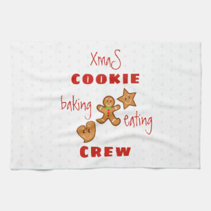 XmaS Cookie Baking&Eating Crew-Red Text Kitchen Towel
