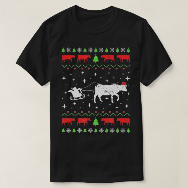 Xmas Cow Farmer Ugly Christmas Sweater  (Design Front)