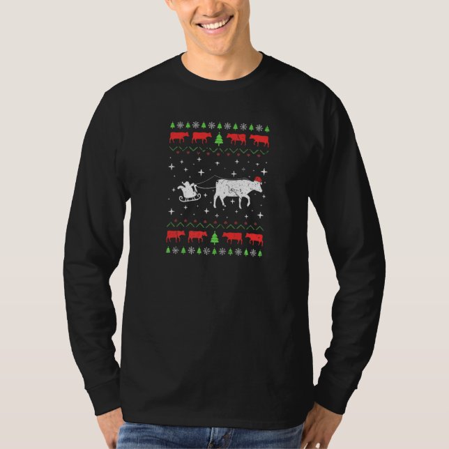 Xmas Cow Farmer Ugly Christmas Sweater (Front)