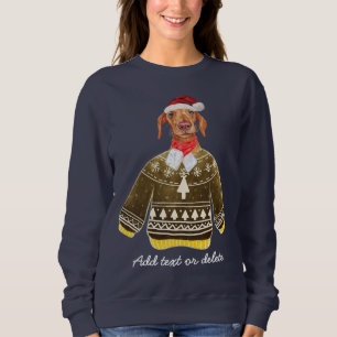 Xmas Cream Dachshund Ugly Christmas Weiner Dog Mom Sweatshirt