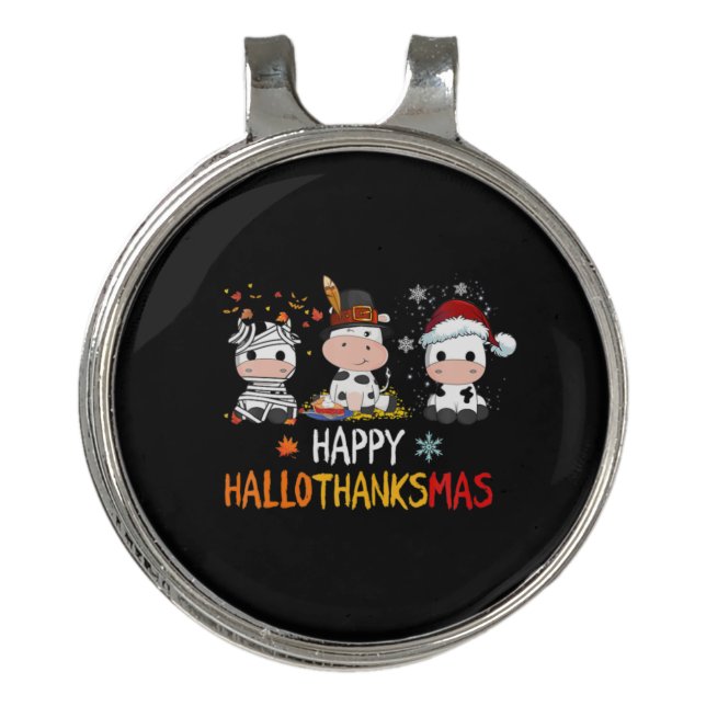 Xmas Cute Cow Halloween Thanksgiving Happy Golf Hat Clip (Front)