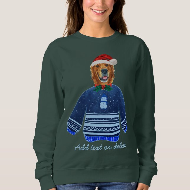 Xmas Cute Golden Retriever Ugly Christmas Dog Mom Sweatshirt (Front)