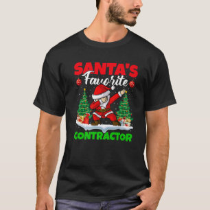 Xmas Dabbing Santa's Favorite Contractor Christmas T-Shirt