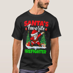 Xmas Dabbing Santa's Favorite Firefighter Christma T-Shirt